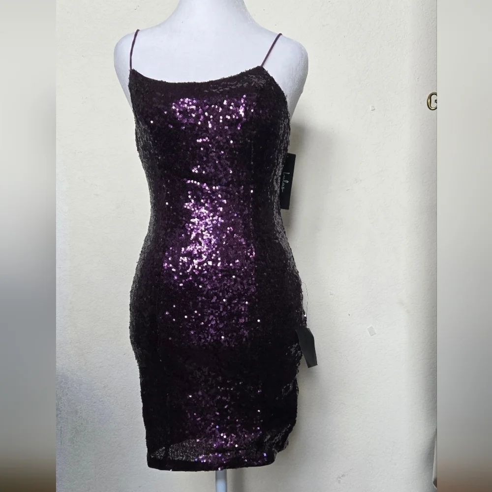 LULUS NWT Purple Sequin Mini Dress.Size S - Picture 2 of 8